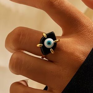 Gold and Blue Evil Eye Ring